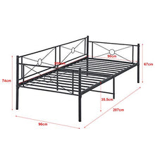 [en.casa] Divano a 2-3 Posti di Seduta Letto Singolo in Acciaio con Materasso a Schiuma Fredda 90 x 200 cm Sofa Decorativa in Metallo - Nero