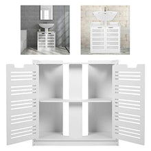 Mobiletto del bagno a doppia porta, Impermeabile Armadietto in Legno Mobile per Il Bagno con 2 Ante e 2 Ripiani, 60x30x60 cm, Bianco