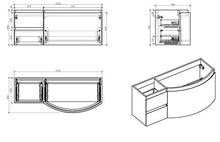 Mobile da bagno LAURANCE 1200, bianco lucido - armadietto e specchio a scelta, Specchio:Senza specchio, Versione:Lavabo a sinistra
