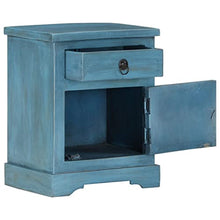 vidaXL Legno Massello di Mango Comodino 40x30x50 cm Blu Armadietto Cassettiera