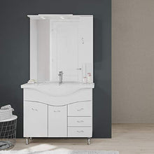 Kiamami Valentina Mobile Bagno 106 CM Classico con LAVABO Specchio E PENSILE Bianco Easy