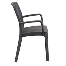 Milani Home s.r.l.s. Poltrona da Giardino Impilabile in Wicker Stampato Taupe da Esterno Giardino Terrazzo Portico Locale Bar