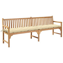 vidaXL Panca da Giardino con Cuscino Bianco Crema 240 cm Legno di Teak