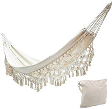 Longchun East Garden Hammock Amaca intrecciata a mano con frange in macramè Amaca portatile durevole con custodia per esterni, campeggio, viaggi nuziali (320 * 150 cm)