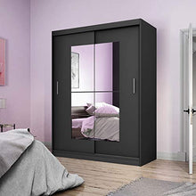 Selsey Vaniva - Armadio - 2 ante scorrevoli - nero - 150 cm - con specchio