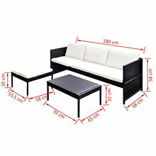 Chloe rossetti Outdoor sofa set nove pezzi nero Poly Rattan divano set three-seat divano size: 5 '27,9 cm x 1' 27,9 cm x 1 '27,9 cm (W x D x H)