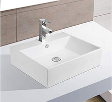 Lavabo Ceramica Lavandino Lavello Rettangolare d'appoggio senza Troppopieno