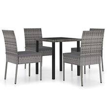 SKM Set da Pranzo da Giardino 5 pz in Polyrattan Grigio (32.3kg)