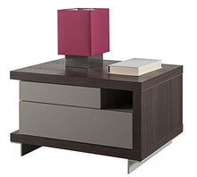 Comodino sinistro con due cassetti color rovere nobile e grigio laccato