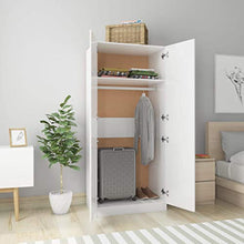 Ausla Armadio guardaroba con 2 ante, 80 x 52 x 180 cm, in truciolato, armadio per camera da letto, colore: bianco lucido