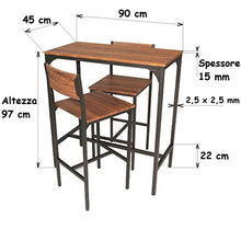 yelloo Set Tavolo Bar H.96cm e 4 Sgabelli Mobili Design Marrone MOD. Venice