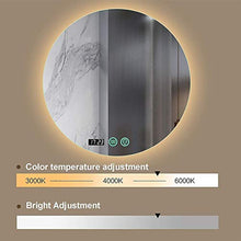 Specchio Rotondo A Muro Controluce LED, Interruttore a muro + Defogger & Dimmable Touch Switch + lucidato Eadege & Frameless + LED Specchio da bagno illuminato, interruttore touch dimmerabile Specchio