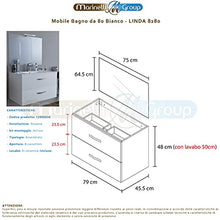 Mobile bagno SOSPESO 80 cm con lavabo in ceramica e specchio con cassetti BIANCO LINDA 8280