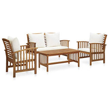 FAMIROSA Set Divani da Giardino 4 pz con Cuscini in Massello di Acacia-7975