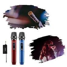 ASFD Microfono da Canto Wireless Durevole Comodo Microfono Ricaricabile Rosso + Blu