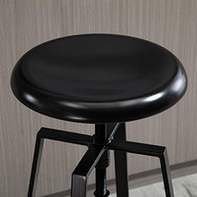 homcom Set 2 Sgabelli da Bar Rotondi Altezza Regolabile con Poggiapiedi, Senza Schienale, Stile Industriale, Nero, 40x40x 68-83cm