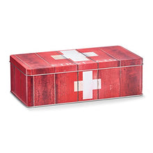 'MEDICINA – Box "First Aid, Metallo, Rosso, rosso/bianco, ca. 26,2 x 13,8 x 8,2 cm