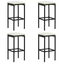 FAMIROSA Set da Bar da Giardino 5 pz con Cuscini in Polyrattan Nero-4916
