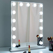 WONSTART specchio trucco con luci, Specchio per Il Trucco con 15 Pezzi di luci a LED da Tavolo o Specchio per Il Montaggio a Parete (42/51 Silver)