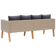 Divano da giardino a 2 posti con cuscini in polyrattan beige