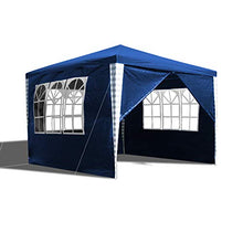 Wolketon 3 x 3 m Gazebo stabile per feste, gazebo con 3 finestre e 1 porta con cerniera terrazza, blu