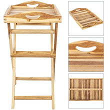 PrimeMatik - Vassoio Pieghevole per Esterni con Gambe 60 x 70 x 40 cm in Legno di Teak Certificato