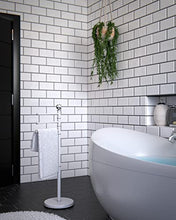 FERIDRAS 154009-B Piantana Portasciugamani, 3 Bracci, Acciaio, Bianco, 9x30x90 cm