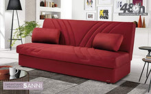 Dafnedesign.Com - Divano Letto 3 posti - Colore: Rosso - Versione: 3 posti - e Similpelle - Letto Una Piazza e Mezzo - cm. 225 x 87 x 92h