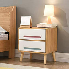 H-CAR Comodino Mobili per Camera da Letto Comodino in Legno massello, Comodino Comodino Design a Doppio cassetto