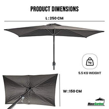 MaxxGarden - Ombrellone da giardino con sistema di cuscinetto, 150 x 250 cm, colore: nero