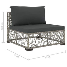 vidaXL Set Divani da Giardino 5 pz con Cuscini Foderati Lavabili Modulare Leggero Elegante Arredi da Esterno in Polyrattan Grigio Telaio in Acciaio