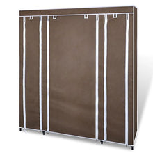 SHENGFENG Tessuto Armadio con Scomparti per Vestiti e Scarpe con Velcro e Cerniere 45 x 150 x176 cm Marrone