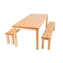 Cesis - set tavolo + 2 panche in legno impregnato set da giardino 8 posti made in italy