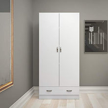 Dmora Armadio Guardaroba a Due Ante e Un cassetto, Colore Bianco, cm 79 x 35 x h170