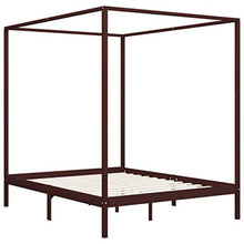 BIGTO - Struttura letto a baldacchino in legno di pino massiccio, per camera da letto, 180 x 200 cm, colore: Marrone scuro