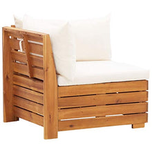 Elemento modulare per divano con cuscino in legno di acacia.