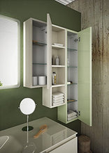 Mobile da bagno top in vetro, lavabo a vista e ante e cassetti grigio, bianco, verde chiaro con specchio con luci a led come da foto - 100% made in Italy