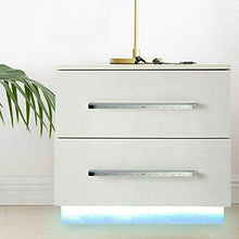 Comodino con 2 cassetti RGB LED e comodino da notte lucido, per camera da letto, soggiorno, 55 x 37 x 50 cm, colore: bianco
