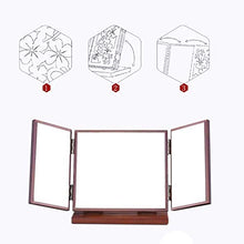 LULUTING Specchio Trucco Specchio for Il Trucco, di Legno retrò Tri-Fold Specchio da Toilette, Portatile ad Alta Definizione Caso cosmetico Luce Magnifying Glass Cosmetic