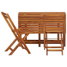 Tidyard Tavolo con Fioriera da Balcone e 2 Sedie in Massello di Acacia