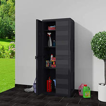 GOTOTOP - Armadio alto da giardino, per esterni, con 3 ripiani regolabili, in plastica, 65 x 38 x 171 cm