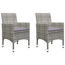 FAMIROSA Set Bistrot Giardino 3 pz Polyrattan e Vetro Temperato Grigio-8379