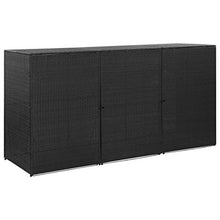 OUSEE Copribidone Triplo Spazzatura Nero 229x78x120 cm in Polyrattan