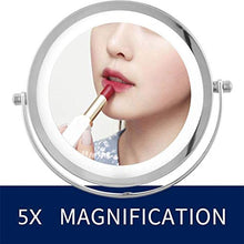 WZDD Specchio da Parete Trucco Bagno con Ingrandimento 5X, Specchio Ingranditore da Trucco con Luce LED, Specchio Cosmetico Illuminato