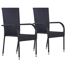 vidaXL 2X Sedie da Pranzo Impilabili Esterno in Polyrattan Nere Sedia Giardino