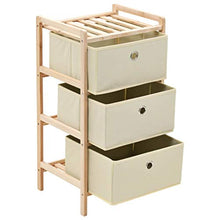 Tidyard Cassettiera Armadietto in Tessuto con 3 Cesti, Beige, 32 x 26 x 60 cm
