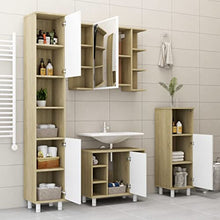 vidaXL Armadio da Bagno Bianco e Rovere Sonoma 30x30x95 cm Truciolato