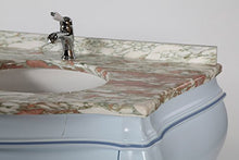Legno&Design Mobile Bagno bombato Barocco Azzurro Piano in Marmo 2 Ante e 2 cassetti