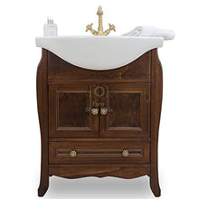 Shop Chic Arredo bagno 85cm con specchio e pensile arte povera color noce