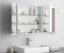 SPECCHIO BAGNO RETTANGOLARE CONTENITORE 800 mm X 600 mm X 145 mm DOPPIA ANTA STRUTTURA ALLUMINIO" ECONOMY800"